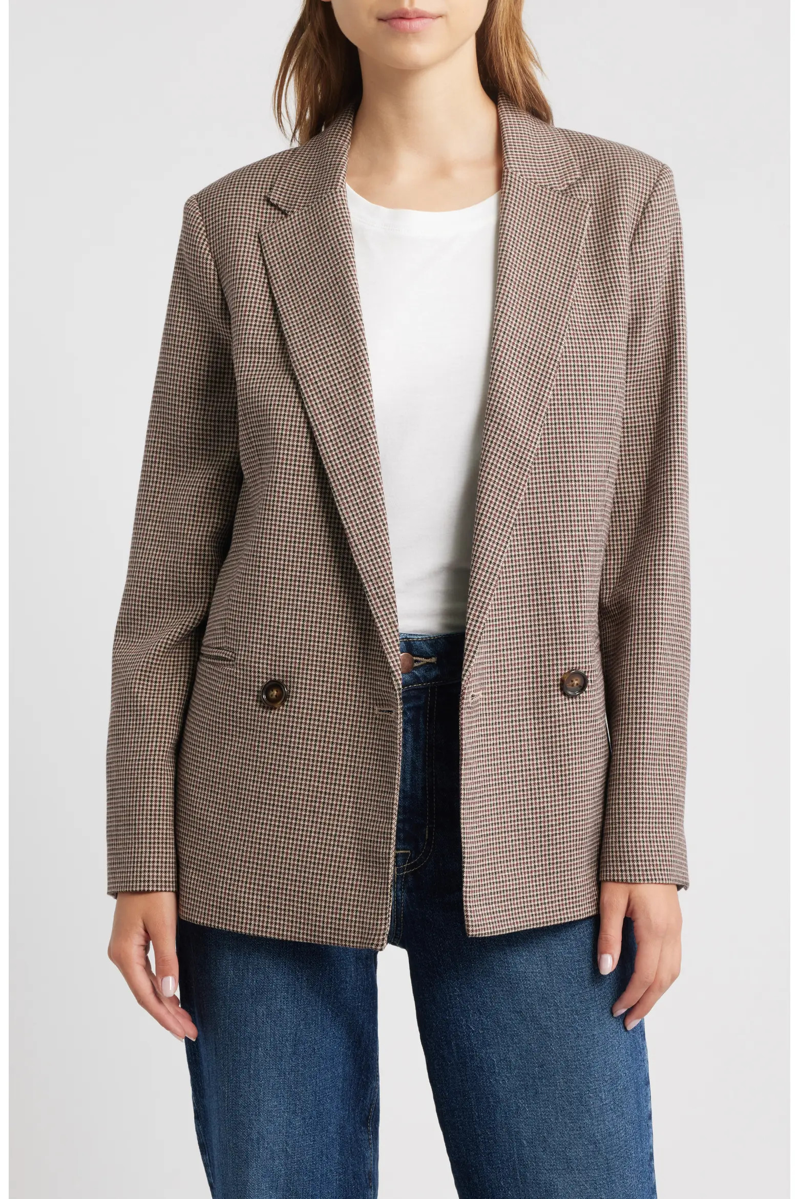 MANGO Houndstooth Double Breasted Blazer (Women) | Nordstrom | Nordstrom