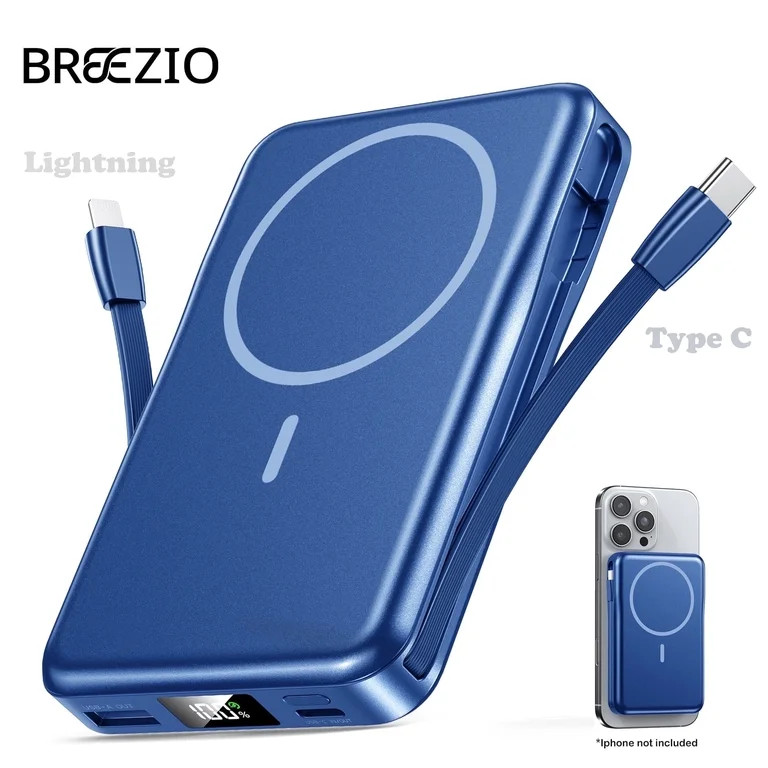 Magnetic Portable Charger, 10000mAh Power Bank, 5 in 1 Portable Charger with Built in Cable, 20W ... | Walmart (US)