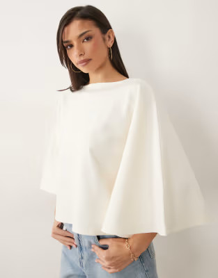 ASOS DESIGN interlock oversized cape style top in cream | ASOS | ASOS (Global)