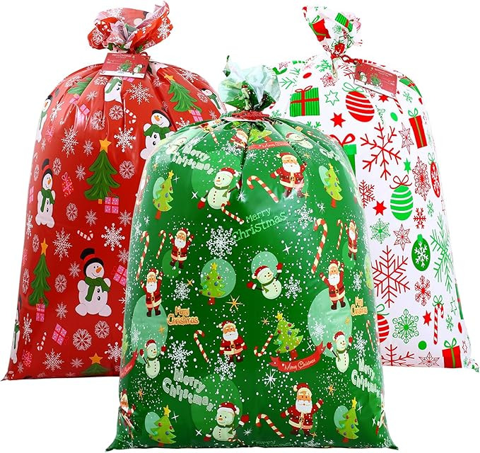 Janbren Large Christmas Gift Bags,3 Pack 36" x 44" Extra Large Christmas Gift Bag with Tag & Tie,... | Amazon (US)