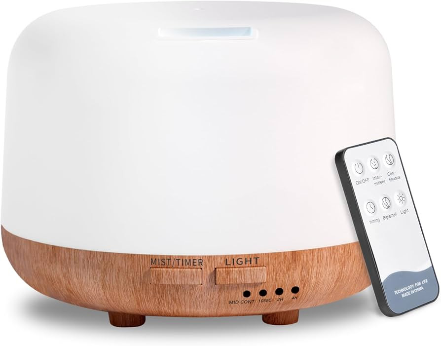 300ML Essential Oil Diffuser,Remote Control Aromatherapy Diffusers Humidifier with Adjustable Mist Mode & Waterless Auto-Off and 7 LED Light Colors for Bedroom,Office,Trip Yoga, SPA, Baby | Amazon (UK)