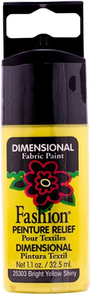 Plaid Fashion Dimensional Fabric Paint in Assorted Colors (1.1-Ounce), Bright Yellow | Amazon (US)