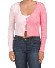 Long Sleeve Color Block Ribbed Cardigan With Hook Clasp Closure | TJ Maxx