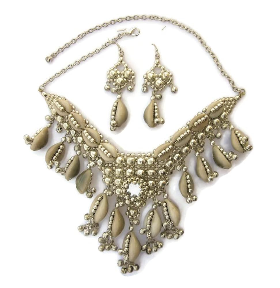 Statement Chunky Natural Cowrie Sea Shells Necklace Earring Set | Artisan Handmade Womens Fashion... | Amazon (US)