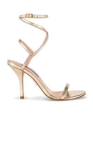 Stuart Weitzman Barelynudist 100 Sandal in Light Gold from Revolve.com | Revolve Clothing (Global)