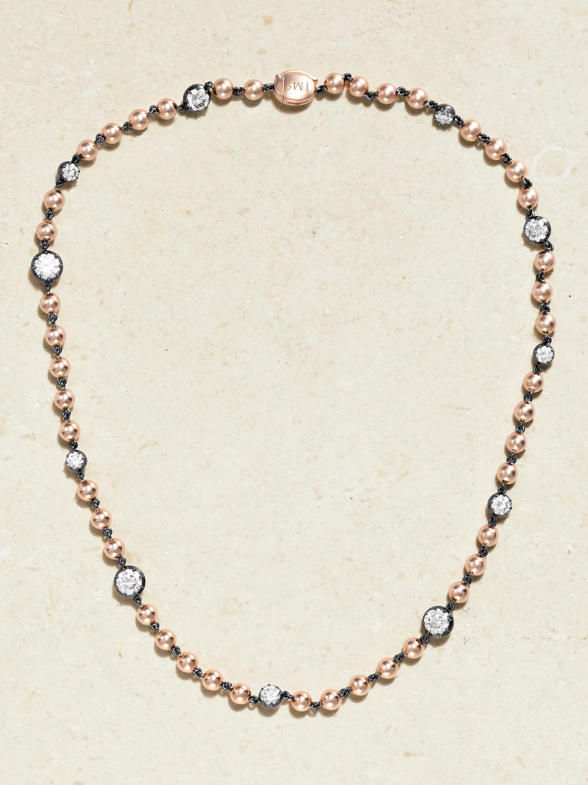 Ball n Chain 18-karat rose gold and blackened platinum diamond necklace | NET-A-PORTER (UK & EU)