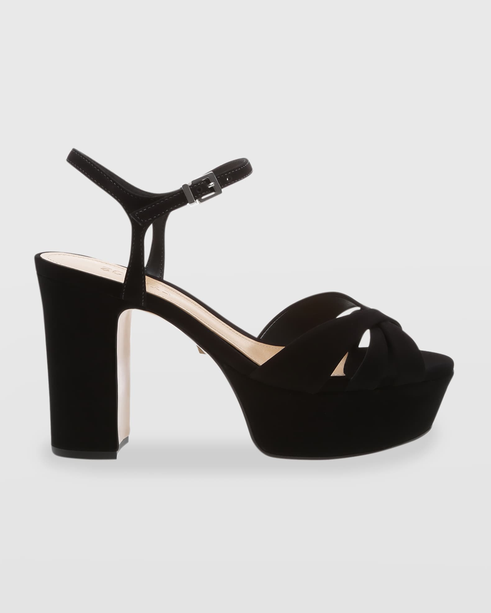 Schutz Keefa Nubuck Ankle-Strap Platform Sandals | Neiman Marcus