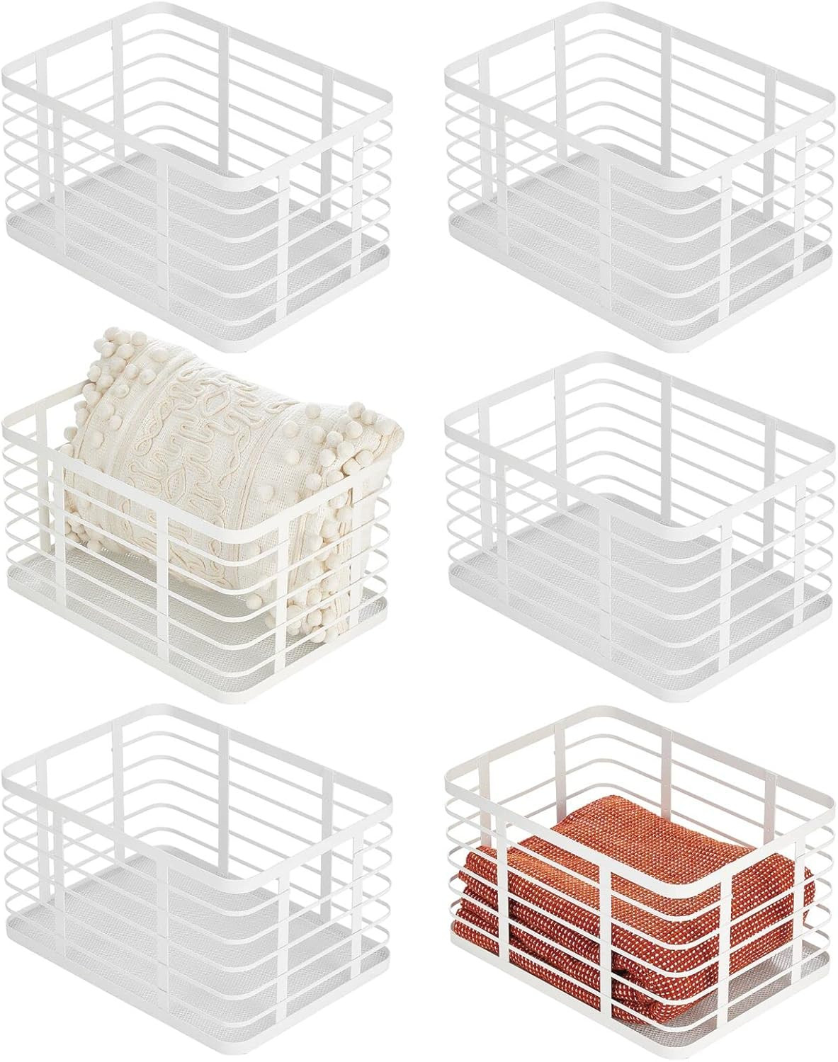 mDesign Metal Steel Wire Storage Basket Bin w/ Built-in Handle, Open Top Industrial Design for Cl... | Amazon (US)