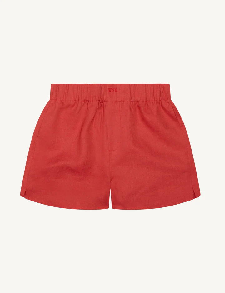 The Boxer: Linen, Cardinal Red | With Nothing Underneath
