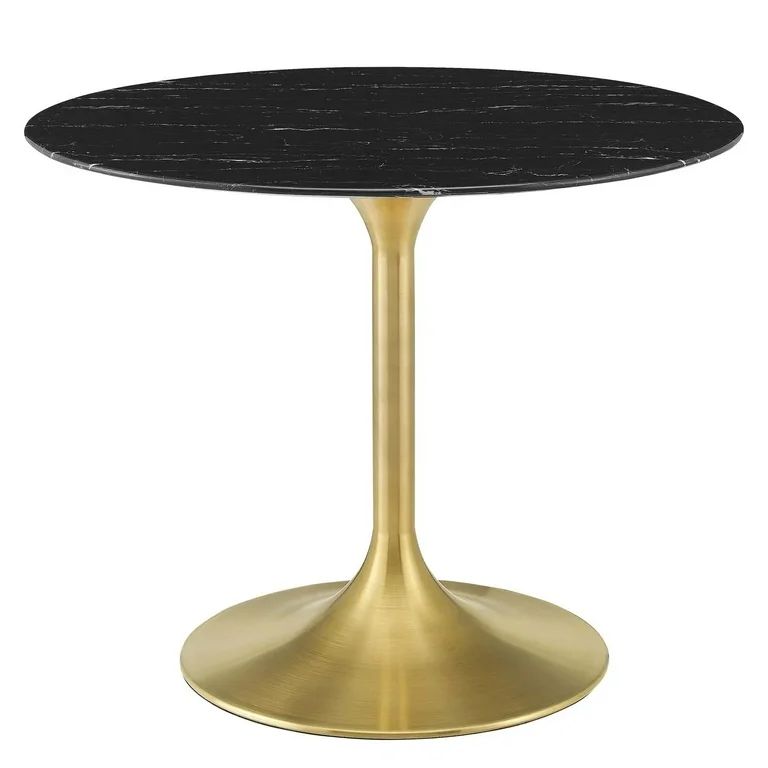 Modway Lippa 40" Round Artificial Marble Dining Table in Gold Black - Walmart.com | Walmart (US)