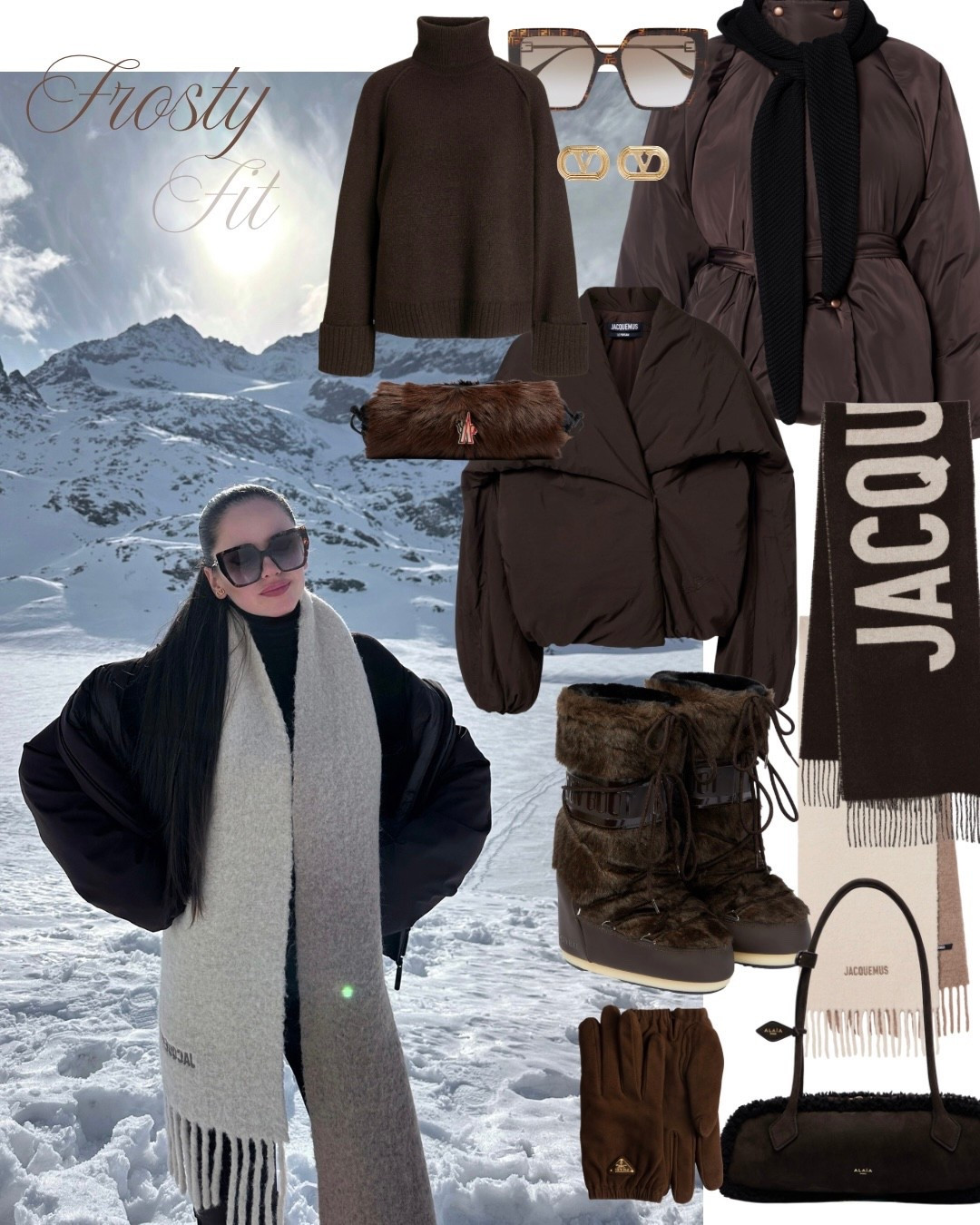 winter look, winter fit, moon boots, moncler, ski outfit, apres ski, jacquemus, wool scarf, jacket, ski jacket, high neck, turtleneck, sweater

#LTKstyletip #LTKwinter #LTKeurope