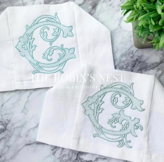Custom Monogrammed Linen Tissue Box Cover Embroidered Antique | Etsy | Etsy (US)
