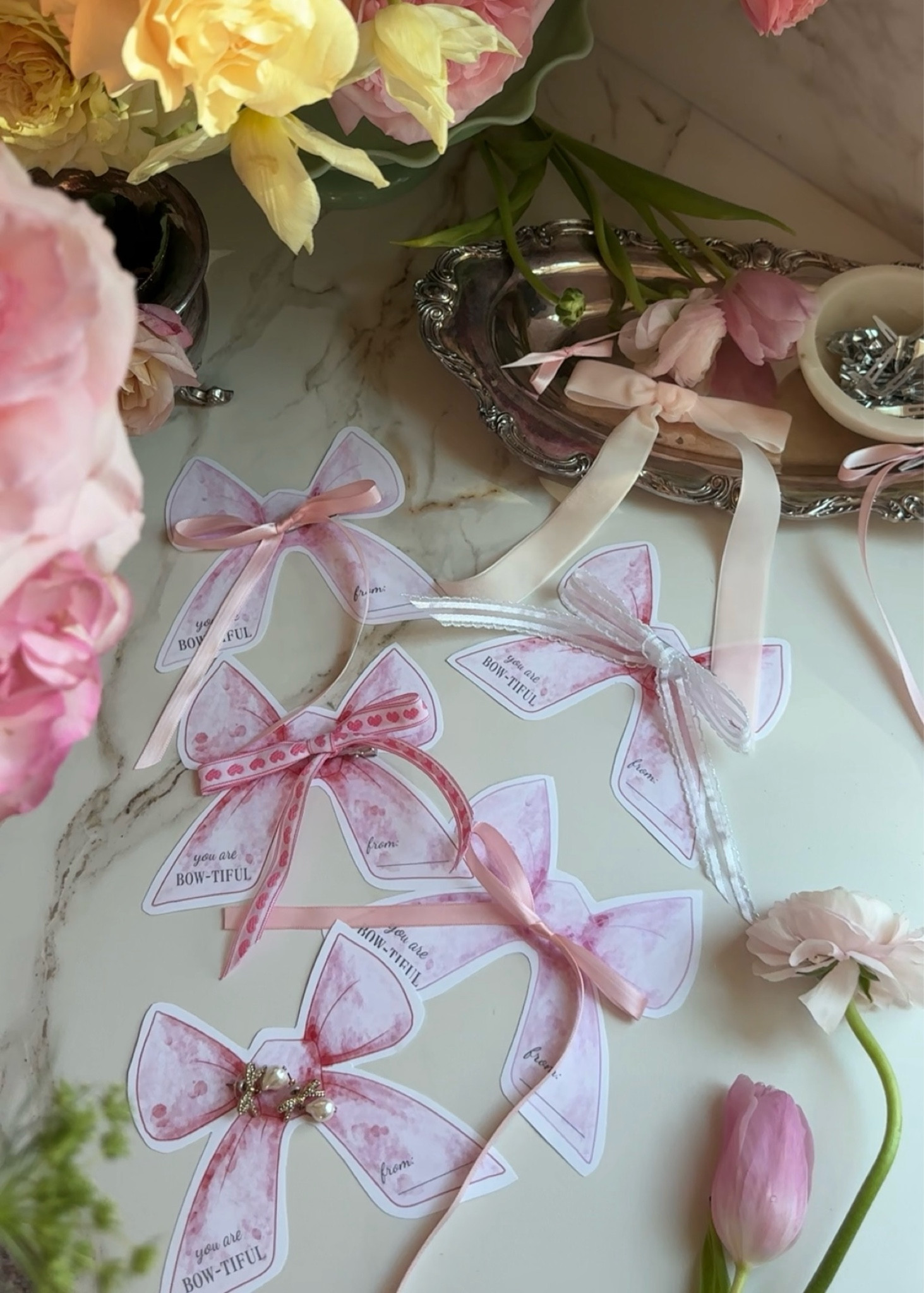 DIY BOW BAR galentine craft night idea