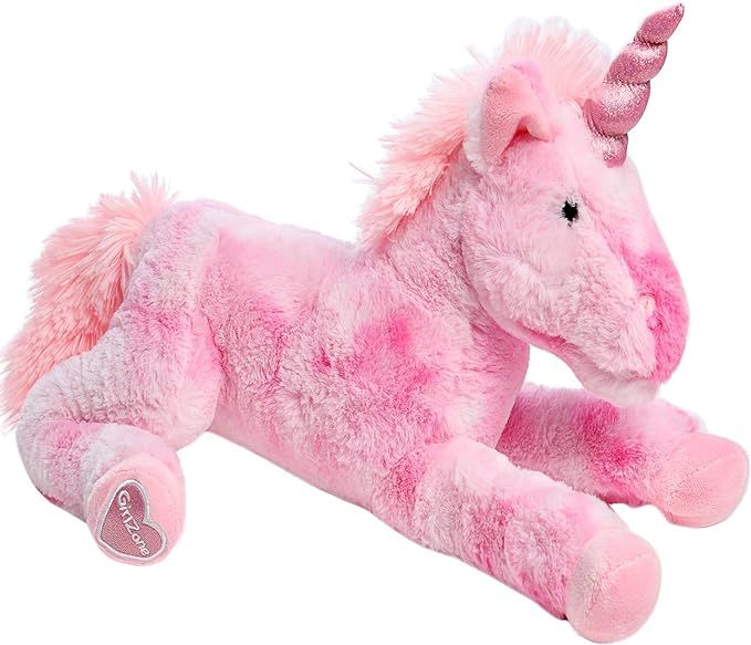 GirlZone Stuffed Pink Plush Unicorn for Girls, Large-18 Inches Unicorn Plushie with Pretty Glitte... | Amazon (US)