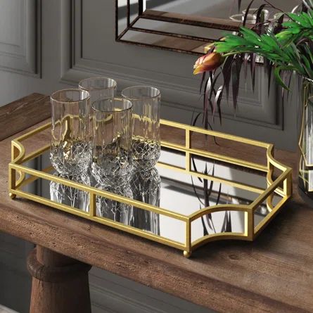Greyleigh™ Aayush Metal Mirrored Ornate Scalloped Decorative Vanity Tray | Wayfair North America