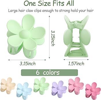 6PCS Flower Hair Clips, Matte Claw Clips for Women Girls, Flower Clips for Thick Thin Hair, Stron... | Amazon (US)