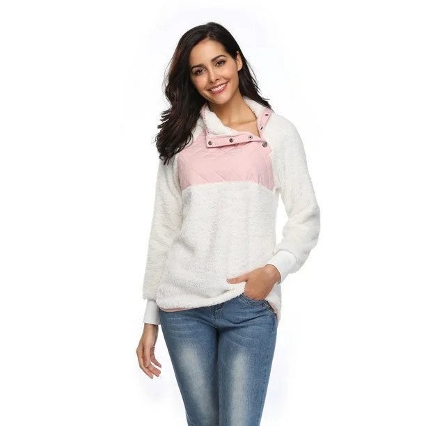 Lilly Posh Women's Asymmetrical Snap Fleece Pullover Turtleneck with Special Oblique Neck - Walma... | Walmart (US)