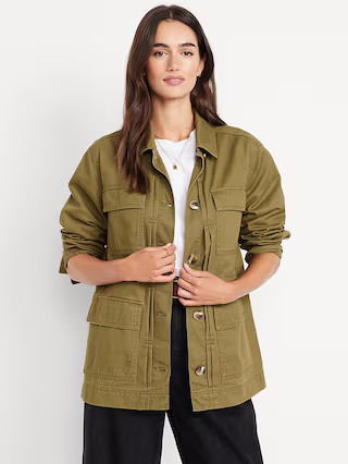 Cinched-Waist Twill Utility Jacket | Old Navy (US)