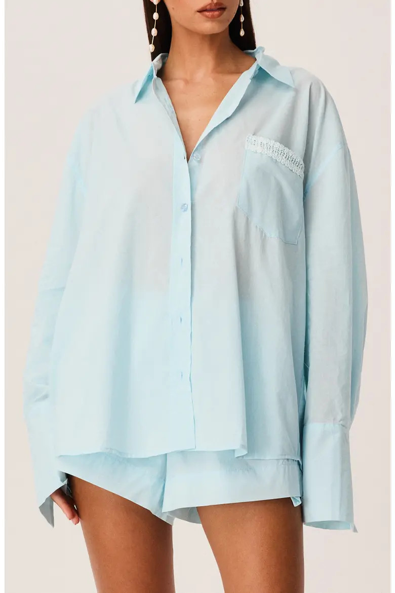 SNDYS Amren Cotton Shirt in Light Blue at Nordstrom, Size X-Small | Nordstrom