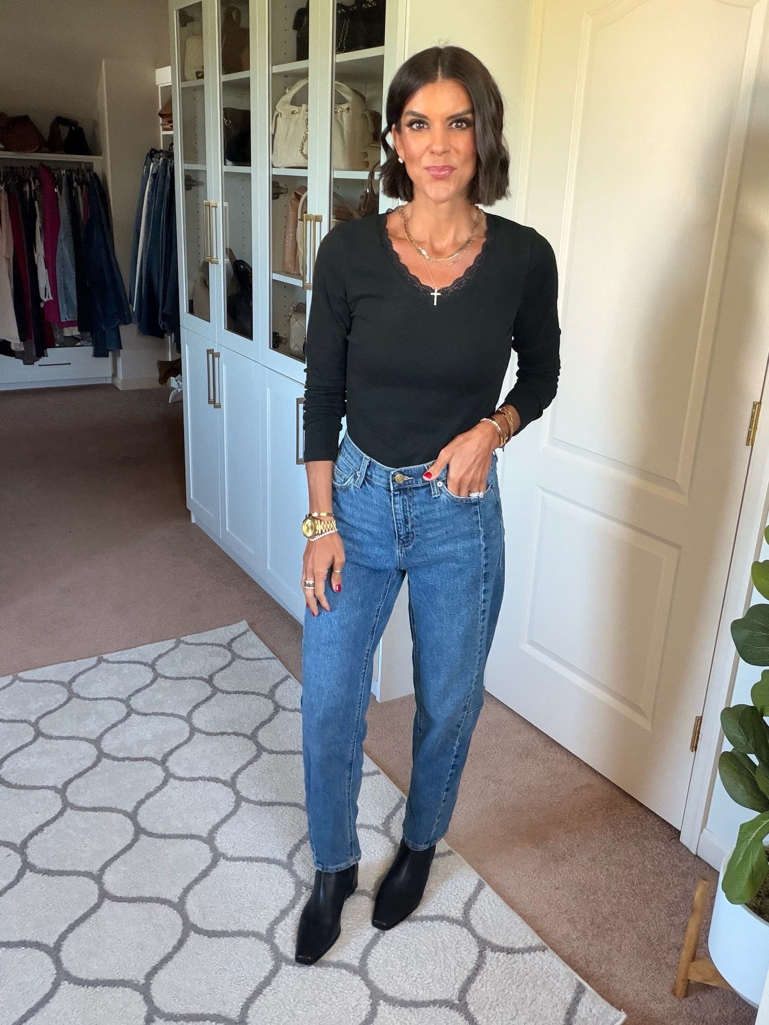 Walmart top size small. 
Jeans size 0
Boots tts

#LTKSaleAlert #LTKSeasonal #LTKmomlife