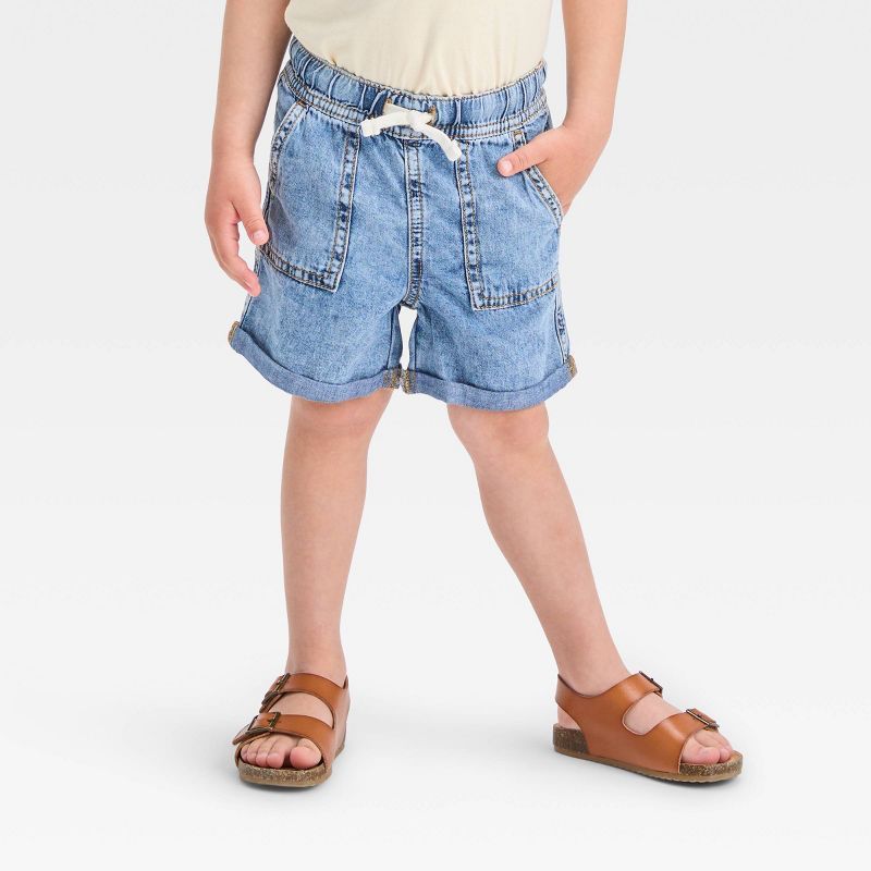 Toddler Boys' Iris Wash Carpenter Style Pull-On Denim Shorts - Cat & Jack™ Light Wash | Target