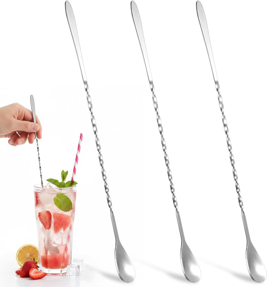 3PCS Bar Spoon, 12 Inch Stainless Steel Stirring Spoons for Drink, Long Spoon for Dirty Soda Bar ... | Amazon (US)