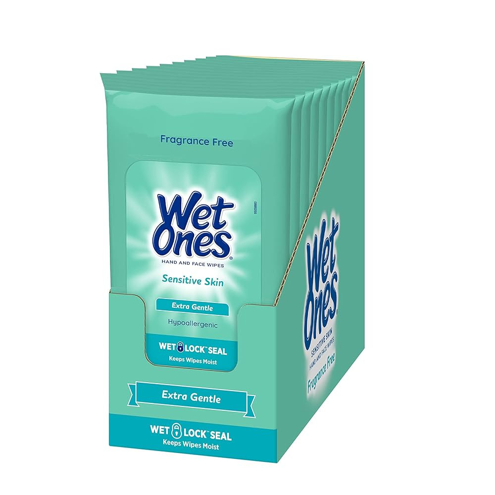 Wet Ones Sensitive Skin Hands and Face Wipes, 20 Count Travel Pack (Pack of 10) | Amazon (US)
