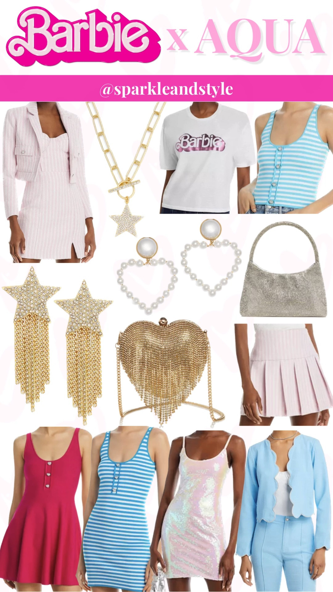 Barbie x Aqua 🩷

Barbie core, Barbie fashion, barbie outfit, Barbie pink, pink dress, pink blazer jacket, pink skirt, gold purse, silver purse, star earrings, heart earrings, tank top, sequin dress

#LTKwedding #LTKSeasonal #LTKFind