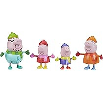 Peppa Pig Peppa's Club Peppa's Family Wintertime Figure 4-Pack Toy, 4 Peppa Pig Family Figures in Co | Amazon (US)