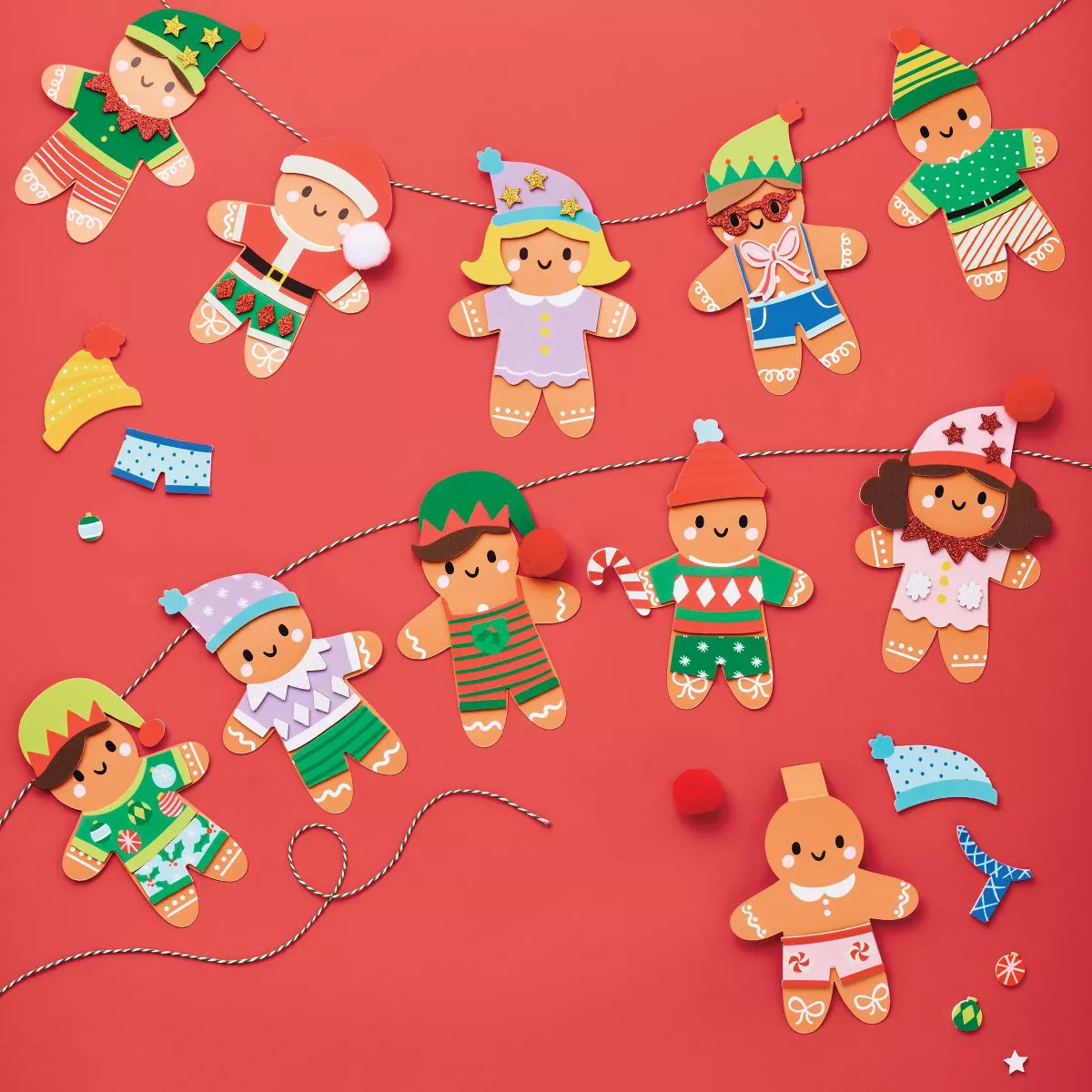 Christmas Craft Gingerbread Characters Garland Kit - Mondo Llama™ | Target