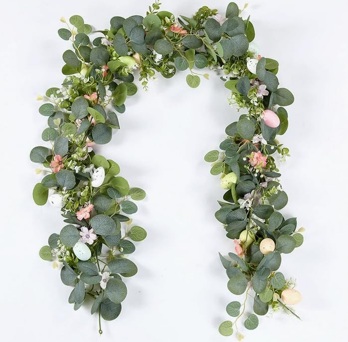 Auch 5.5 FT Easter Garland Decor with Easter Eggs & Flowers, Spring Artificial Garland with Paste... | Amazon (CA)