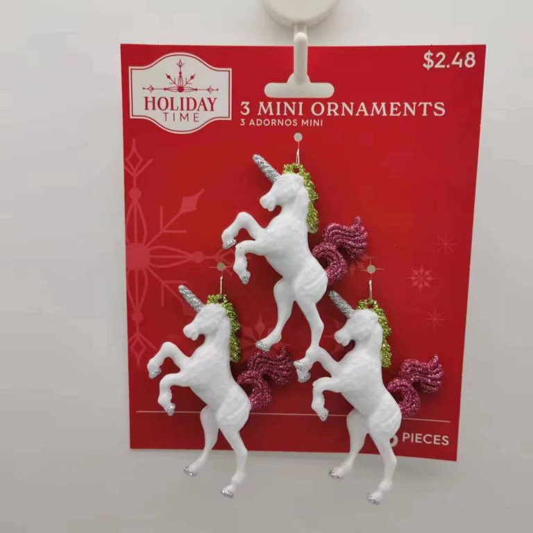White and Glitter Unicorn Mini Christmas Ornaments, Multicolor, 3 Count, by Holiday Time - Walmar... | Walmart (US)