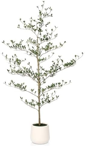 Artificial Black Olive Tree 5FT - Faux Olive Trees with Modern White Planter & Moss for Indoor Ho... | Amazon (US)