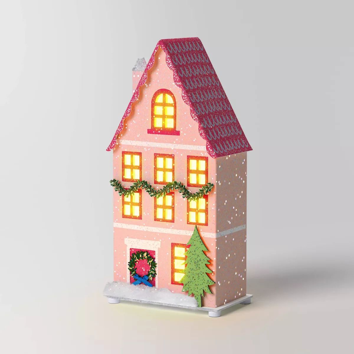 Lit LED Paper House Christmas Village Building - Wondershop™ Pink | Target