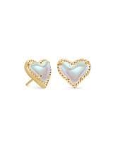 Ari Heart Gold Stud Earrings in Dichroic Glass | Kendra Scott