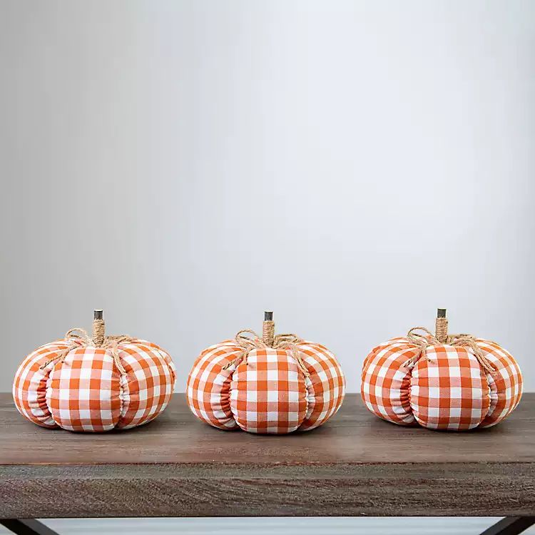 Orange Buffalo Check Fabric Pumpkin, 10 in. | Kirkland's Home