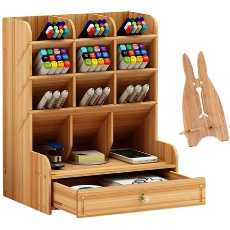 Wooden Pen Organizer Multi-Functional DIY Pen Holder Box Desktop Stationary Easy Assembly Home Offic | Walmart (US)