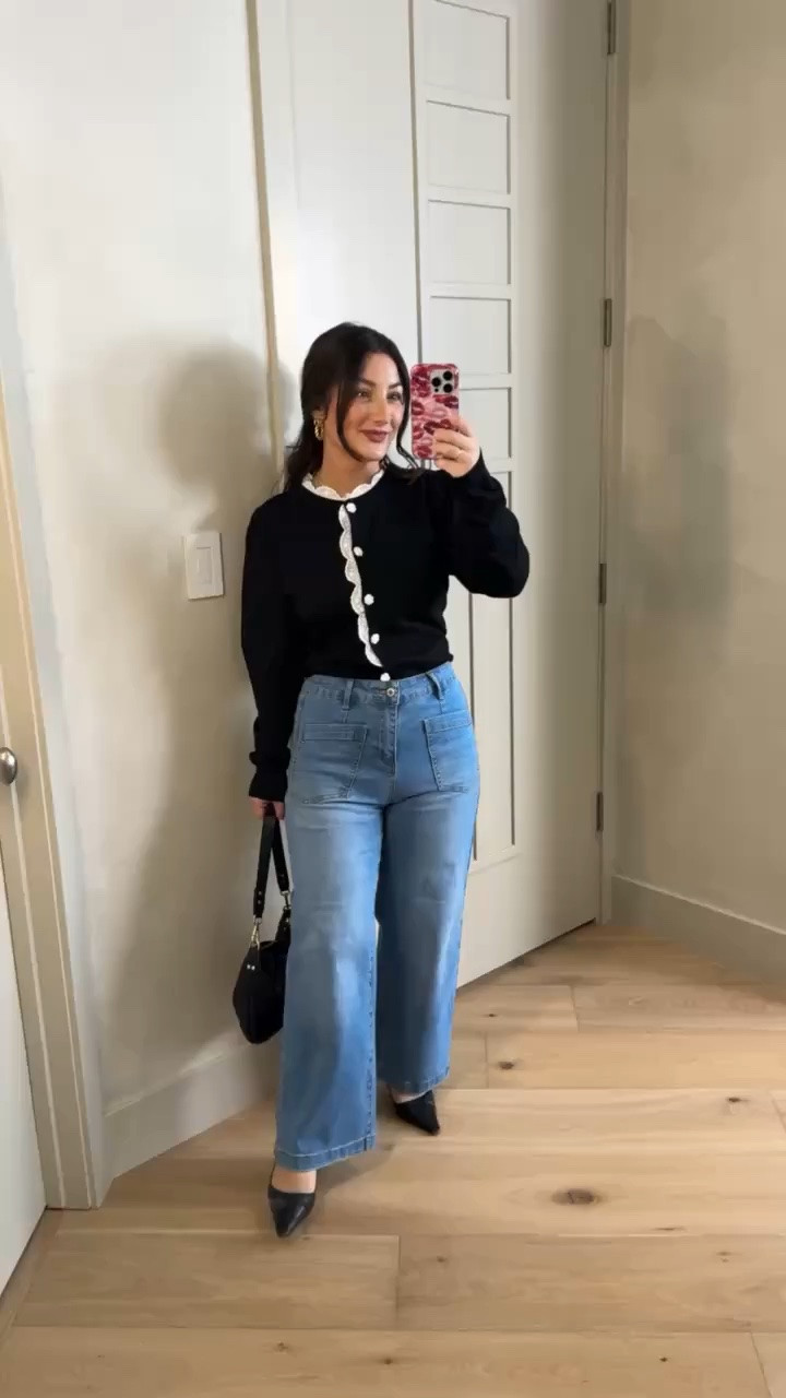 This cardigan with lace detail is so chic!! 

Top size small, Jeans size 6 

5'0" 140lbs
 Petite friendly

#LTKdayinmylife #LTKootd #LTKPetite
