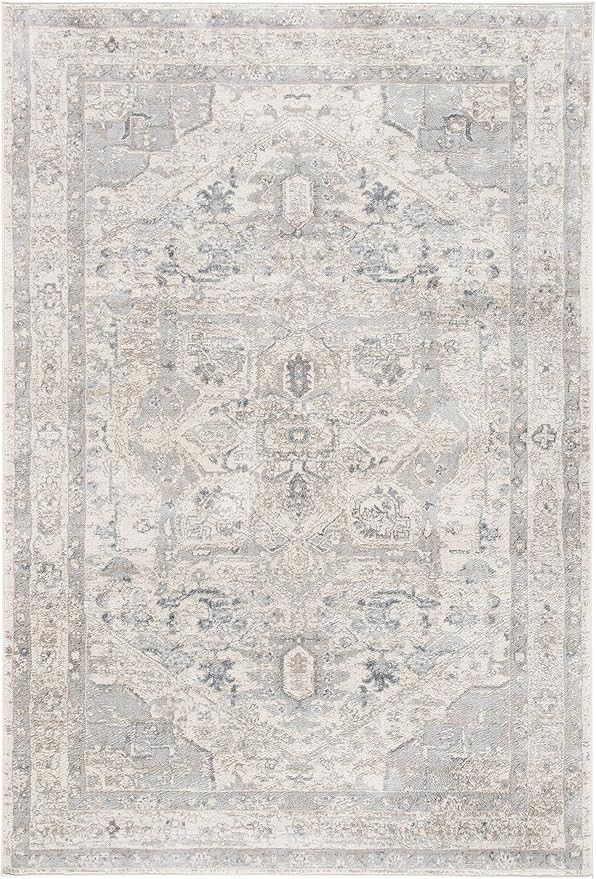 SAFAVIEH Brentwood Collection Area Rug - 9' x 12', Ivory & Grey, Medallion Distressed Design, Non... | Amazon (US)