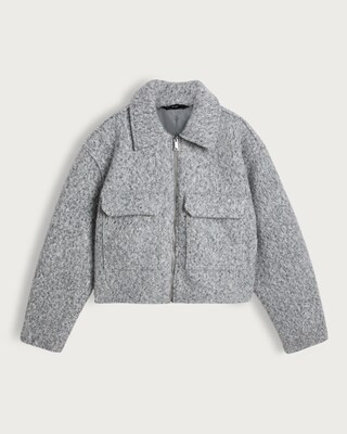 F&F Textured Pocket Front Zip Up Jacket in Grey | Tesco F&F