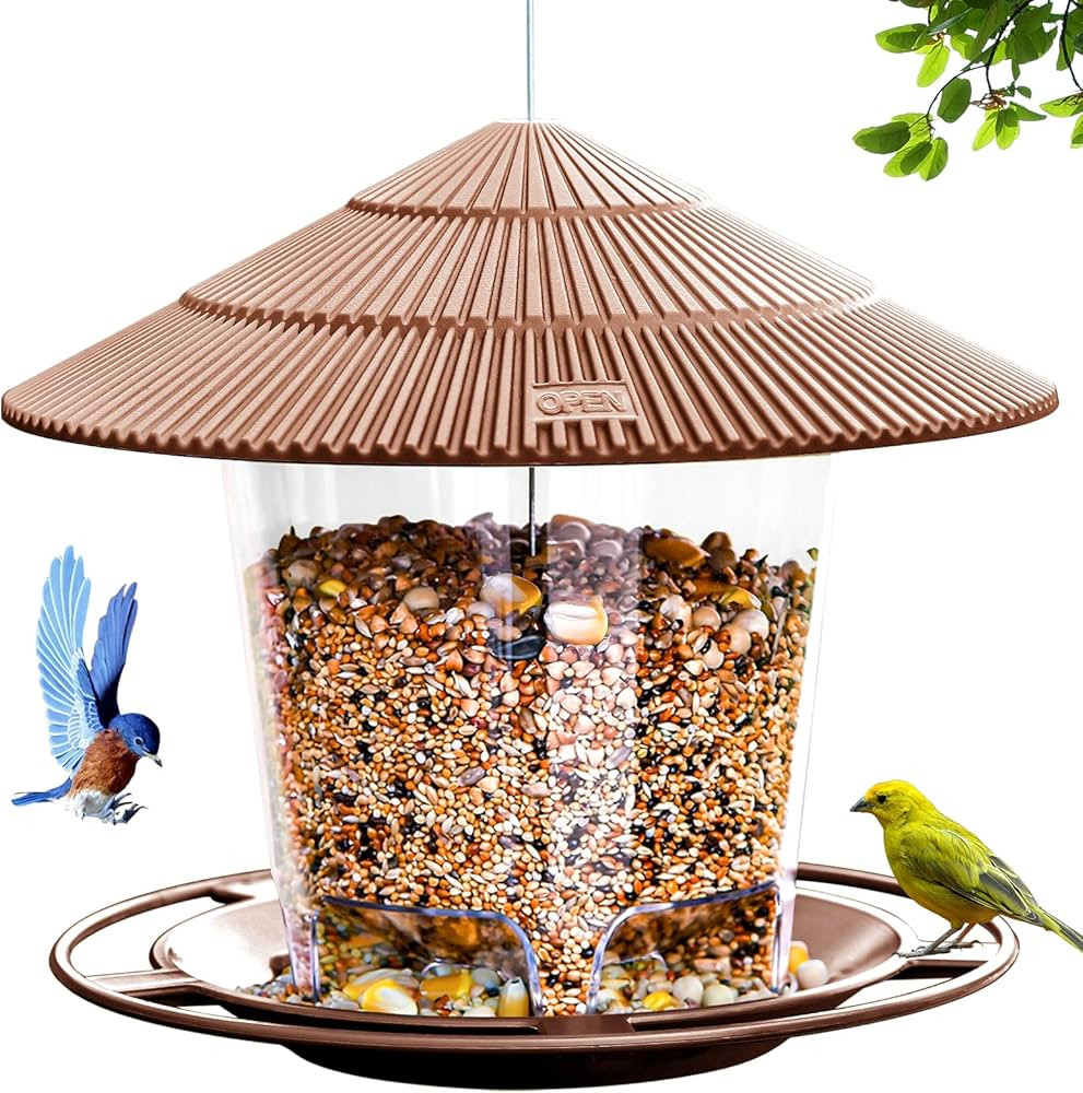Hanging Bird Feeder Squirrel Proof for Outdoor Wild Bird Seed, Brown | Amazon (US)