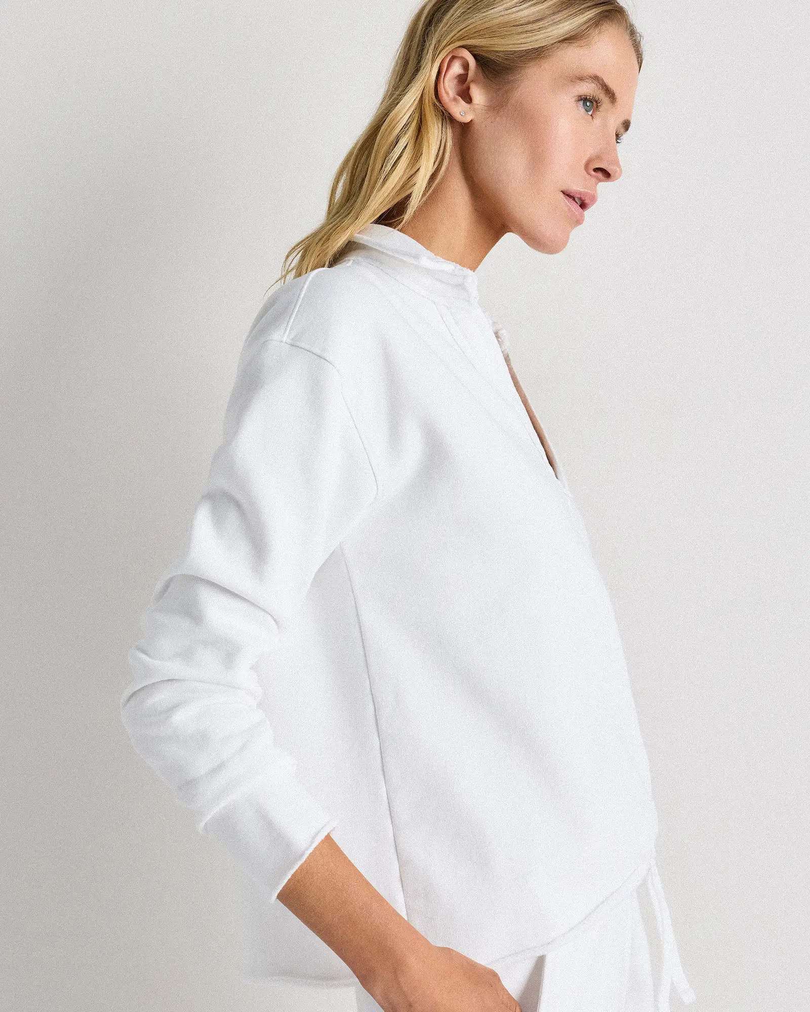 Organic French Terry Henley in Classic White | Quince