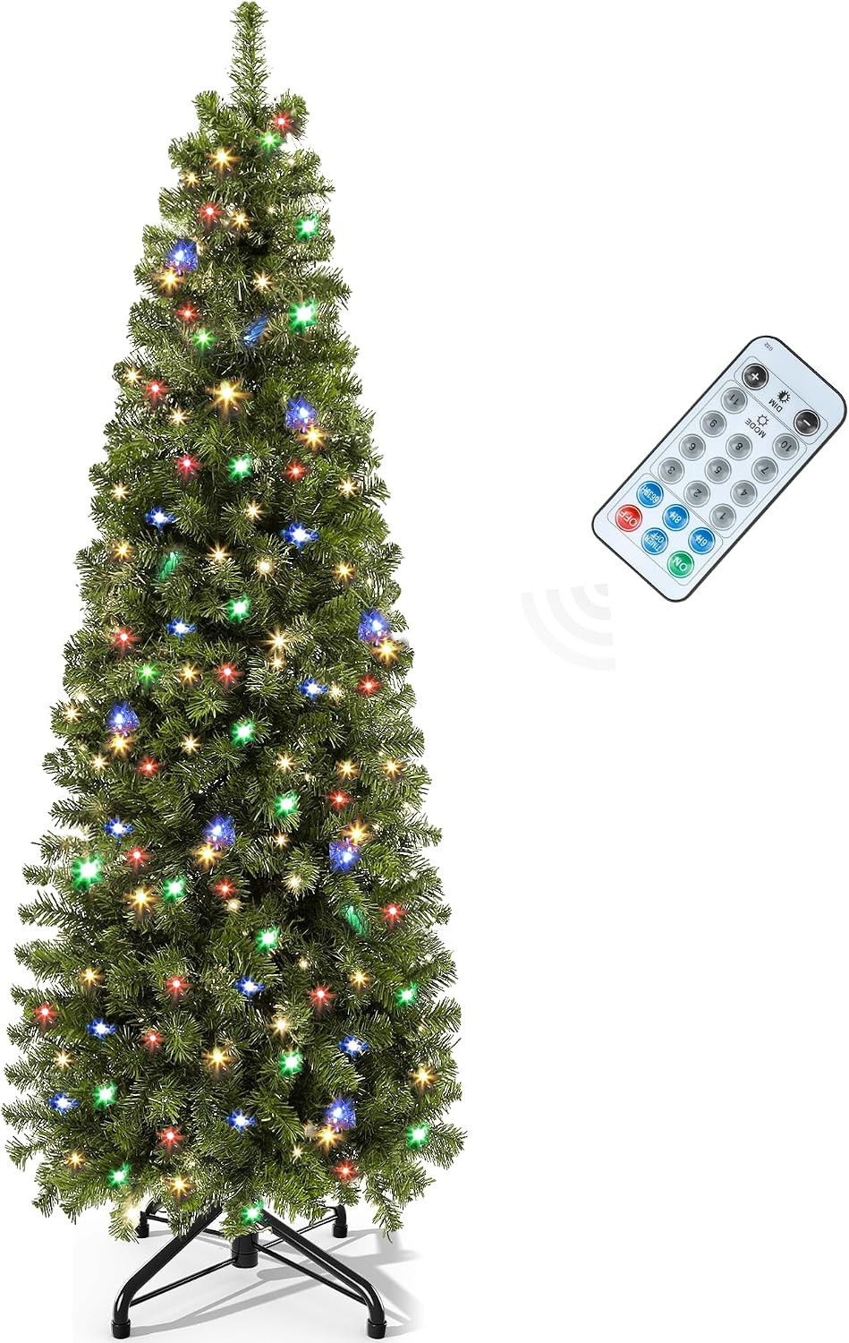 YITAHOME 6FT Prelit Green Fraser Fir Pencil Christmas Tree with Remote | Amazon (US)