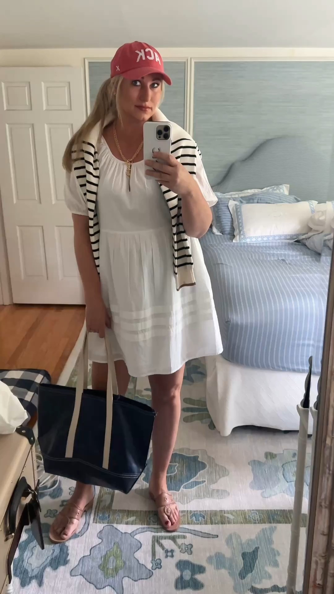 Off to take the fam shopping for vacation stuff 🌸🌊✨…this 100% white cotton dress (only $35) is so light and comfortable. Loose fit and lined. Love it for weekends. New classic jacks and the tote I’ve been toting around all weekend long.

#LTKSaleAlert #LTKOver40 #LTKFindsUnder50