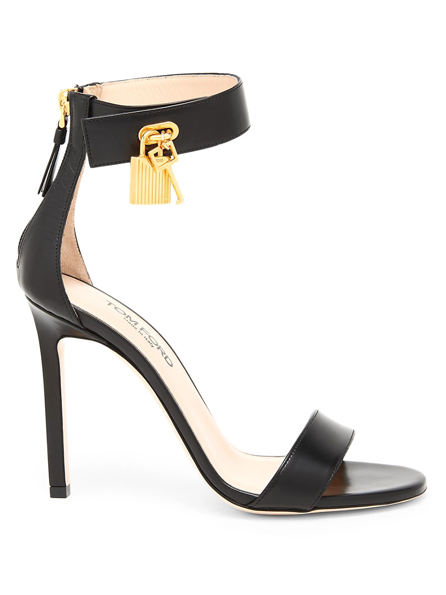 Women's Padlock 105MM Leather Sandals - Black - Size 6.5 | Saks Fifth Avenue