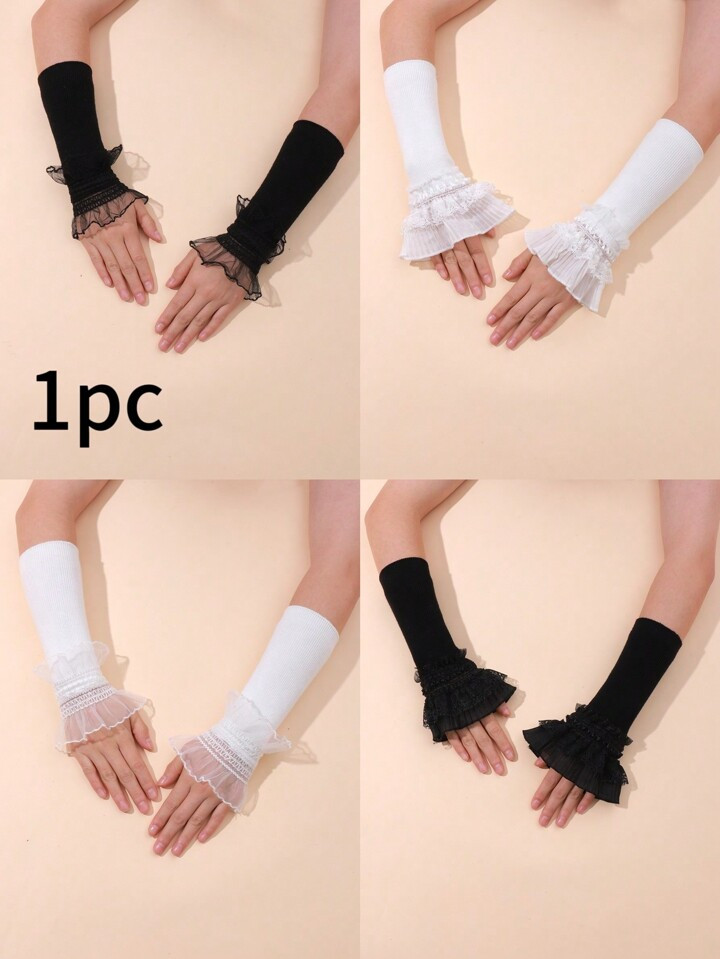 1 paar Dames Kant Armmouwen , Stijlvol En Veelzijdig , Geschikt Voor Dagelijkse slijtage | SHEIN