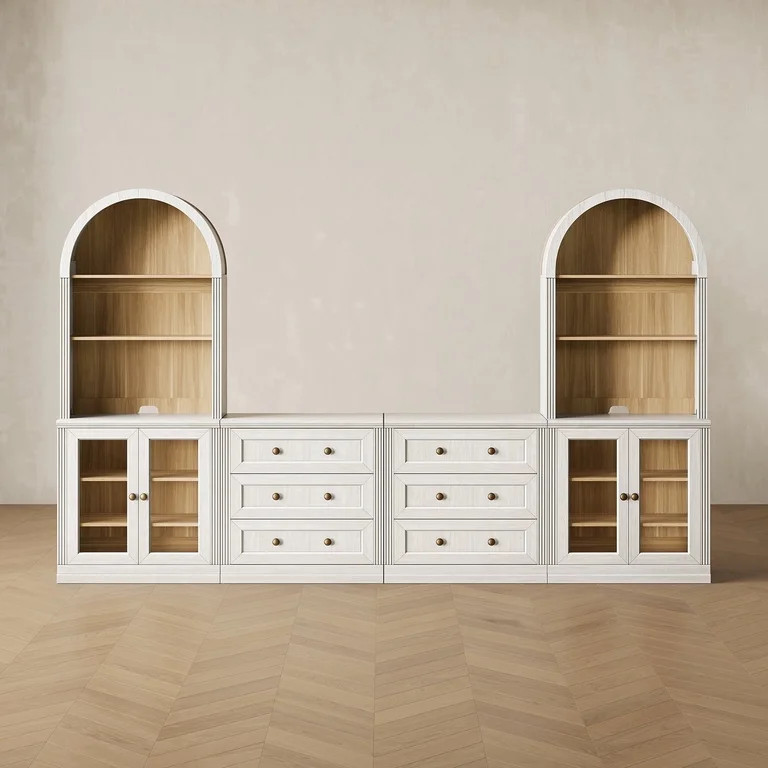 CHIC HOUSE 4 Piece Arched Entertainment Center with Storage, Modular TV Stand for TVs up to 65", ... | Walmart (US)