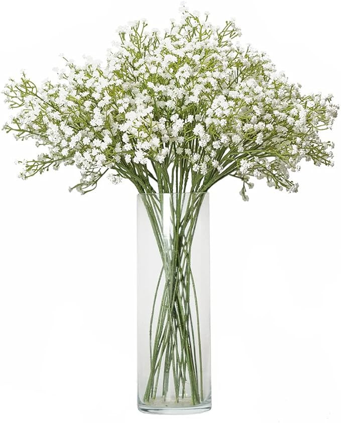 DUYONE Babys Breath Artificial Flowers,30pcs Gypsophila Bouquets Real Touch 20" Long Stem Flowers... | Amazon (US)
