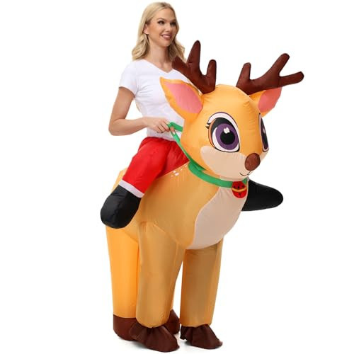 XYJKIDSES Inflatable Reindeer Costume for Adults - Blow Up Elk Deer Halloween & Christmas Costume for Women & Men Cosplay | Amazon (US)