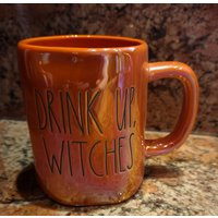 Rae Dunn Halloween ""Drink Up, Witches "" Iridescent Orange Mug | Etsy (US)